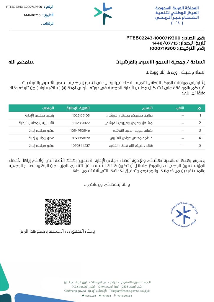 قرار تشكل مجلس الادارة 725x1024